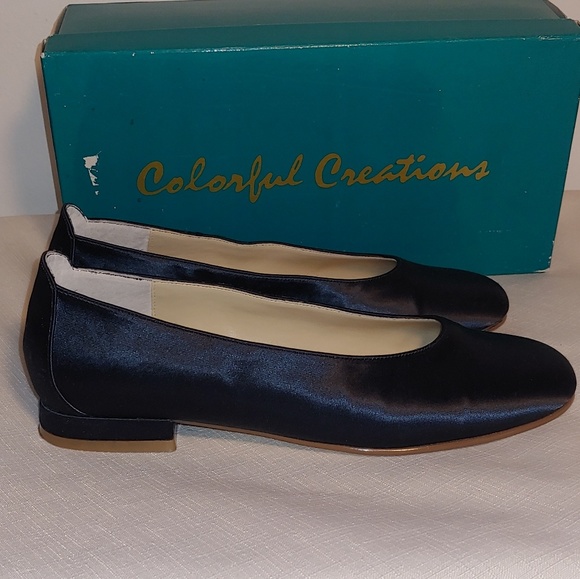 Colorful Creations Navy Blue Satin Shoes, Sz. 6.5B - Picture 4 of 5
